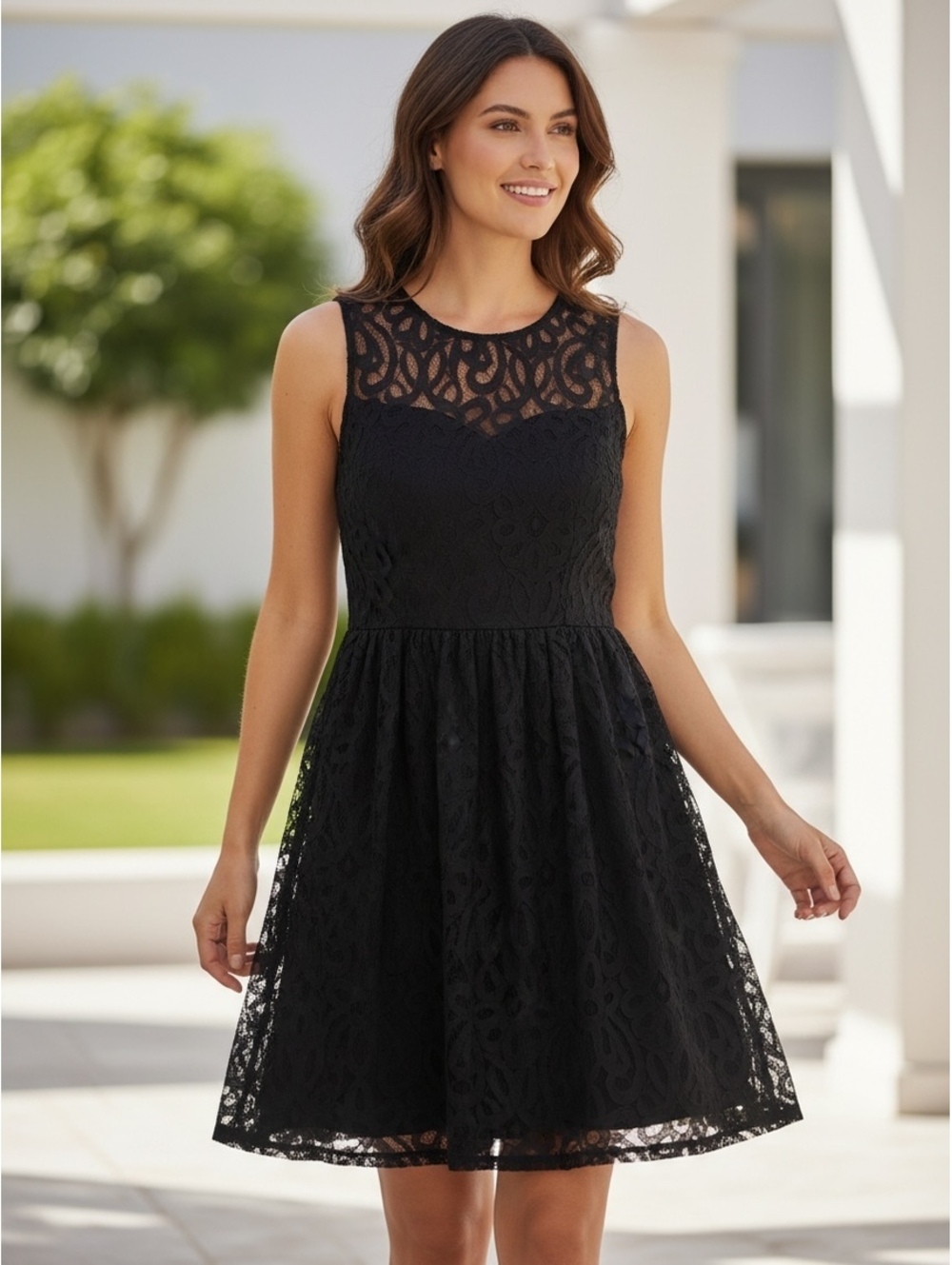 Lauren Conrad Black Lace Sleeveless Dress Size 12